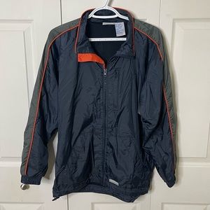 Reebok Mens Windbreaker Light Zip Up Jacket Navy Blue Gray Orange XL